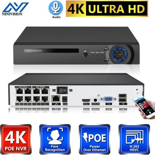 NIVISION 4CH 8CH H.265 CCTV NVR 48V PoE 4 Channel*5MP/ 8 Channel*5MP Surveillance CCTV Network Video Recorder PoE P2P ONVIF 2.0