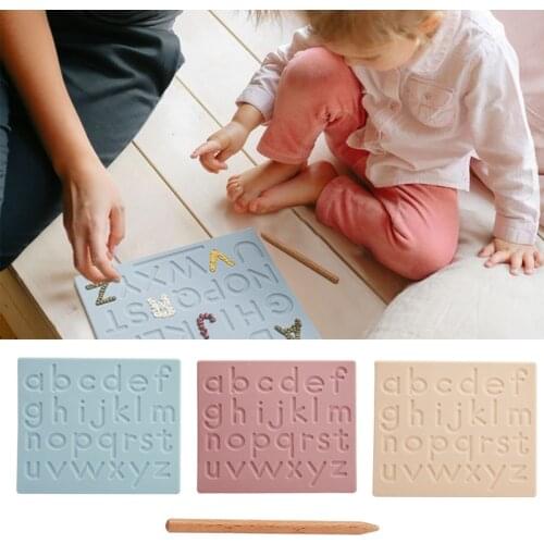 1 Set Montessori Silicone Tracing Board Double Sided Uppercase & Lowercase Letters Fine Motor Skills Educational Toy