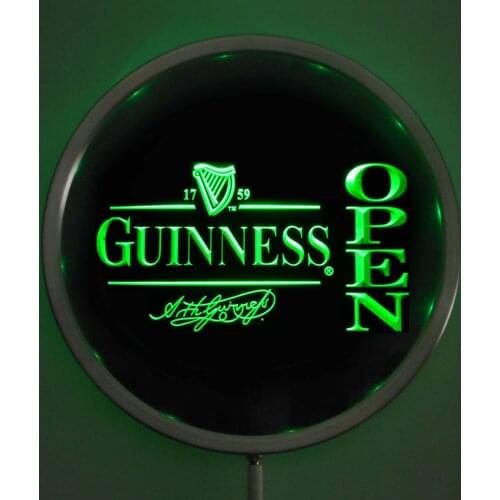 Rs-0038 Guinness OPEN LED Neon Round Signs 25cm/ 10 Inch - Bar Sign with RGB Multi-Color Remote Wireless Control Function