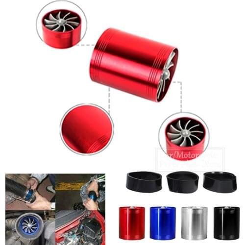 Car Vehicle Turbocharger Turbo Compressor Fuel Saving Fan With Rubber Covers Double Propeller Turbonator Conversion Accessories