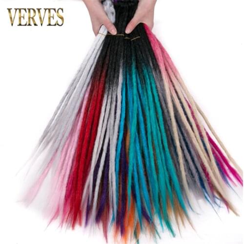 VERVES 5 Strands Handmade Dreadlocks Hair Extensions 24 inch Ombre Crochet Hair color Synthetic Crochet Braid Hair For Women