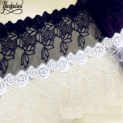 YACKALASI 14 Yds/Lot 100% Cotton Lace Eyelet Embroidery Applique Flower Trims Sewing Apparel Lace 10cm