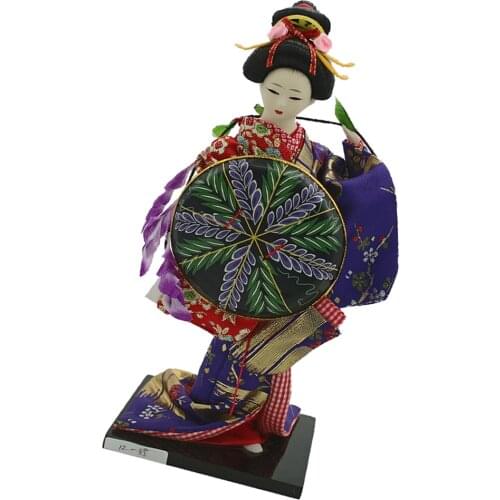 12inch 30cm Geisha Japanese Doll Folk Kimono Doll Maiko Doll Puppet Stand on Base, for Home and Hotel Display Decor