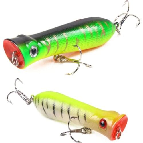 1PCS Quality Popper Fishing lure With 6# hooks 8cm 11.5g Topwater Floating Crankbait Artificial Bait Bass Carp 10 Colors