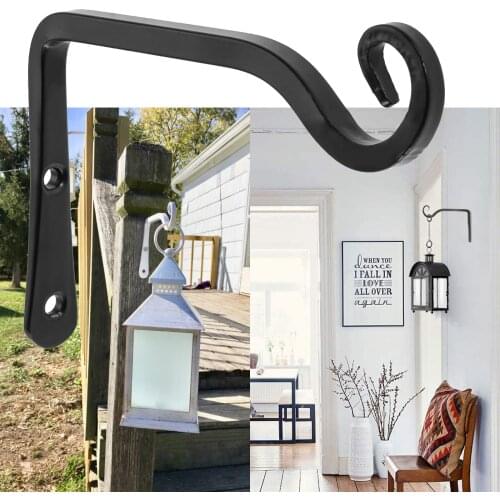 1 PC Black Wall Hanging Rack Lamp Plant Flowerpot Hanger Bracket 5.67 inch Flower Pot HangerStorage Hook Shelf Home Garden Decor
