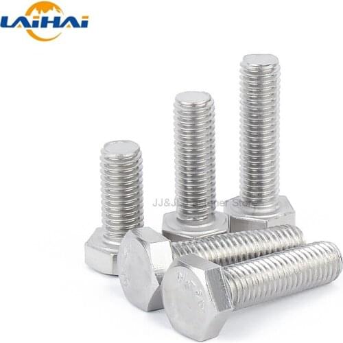 10pcs M6 M8 A2 304 Stainless Steel Metric Threaded DIN933 External Hex Hexagon Head Cap Screw Bolt Thread Diamater 6mm 8mm
