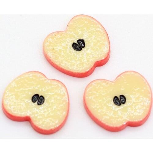 100/50pcs Cute Resin Apple Slice Simulation Miniature Food Art Flatback Cabochon DIY Jewelry Craft Decoration