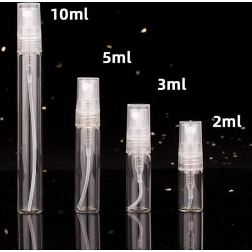 300pcs 2ml 3ml 5ml 10ml Mini Clear Glass Essential Oil Perfume Bottle Spray Atomizer Portable Travel Cosmetic Container Perfume