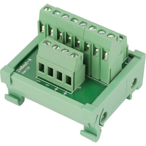 2 In 8 Out Terminal Block Module DIN Rail Mount Power Distribution Module Breakout Board Electrical Terminals Wire Connector