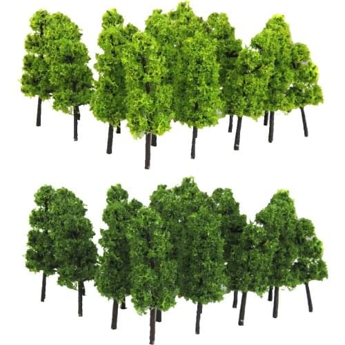 20Pcs Pagoda Model Trees Train Railroad Scenery Layout Diorama Garden Park Decor Accessory Dark & Light Green 1/100 HO OO Scale