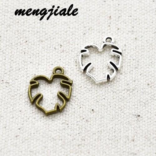 20pcs Two Color Alloy Jewelry Accessories Maple leaf charms fit Glue Blank Pendant Tray Bezel 19*14mm