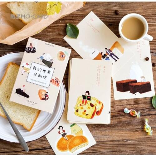 30 Sheets/Set My World Only Eat Postcard/Greeting Card/Message Card/Birthday Letter Envelope Gift Card
