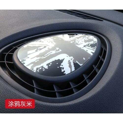 3D Glue Decal for Central Air Outlet MIN Windshield Mouth Modification Sticker Graffiti Gray Union Jack Car Accessories