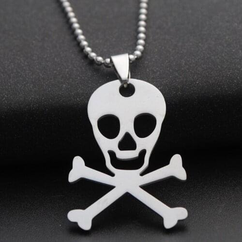5pcs Stainless steel love heart skull horror pirate scary mask sign pendant necklace skeleton Women men gift necklace jewelry