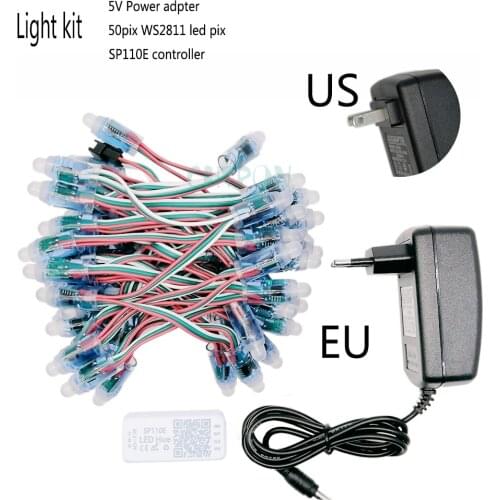 50 Pcs WS2811 IC RGB Pixel LED Module Light Full Color IP68,5V 3A led power Supply Adapter,Pixels RGB led strip Controller