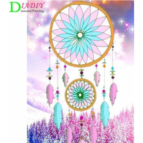 5D DIY full square diamond painting dream wind chime dream catcher home decoration rhinestone embroidery mosaic art picture kit