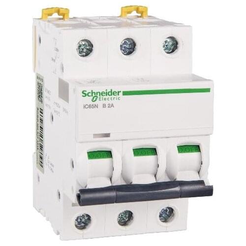 A9F17302 IC65N 3P B2A 3P | 2A | B | 6KA IC65N miniature circuit breaker, B curve, 3P, 2A