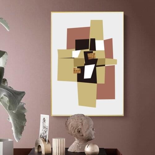 Abstract Geometric Graphic Gold Canvas Painting Scandinavia Styles Wall Art Picture Posters Prints for Living Room Home Decor