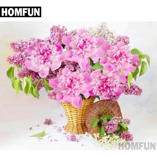 HOMFUN Full Square/Round Drill 5D DIY Diamond Painting "Pink flower" Embroidery Cross Stitch 5D Home Decor Gift A06717