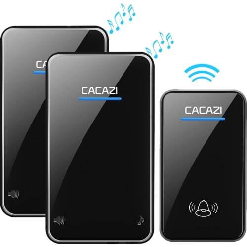 CACAZI EU US UK Plug Waterproof Wireless Doorbell 48 Chimes 6 Volume Home Ring Call 1 2 LED Door bell Buttons 1 2 3 Receivers