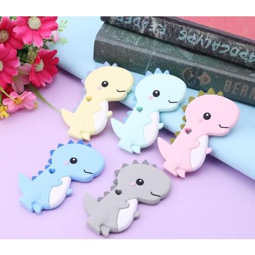 Baby Silicone Teether Newborn Soother Chewable Teething Toy Cartoon Dinosaur Shaped Safety Soft Kids Toys