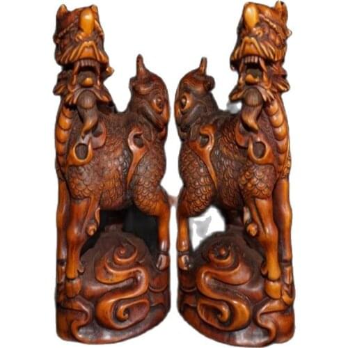 Chinese pure handicraft (collection of kylin carved with boxwood