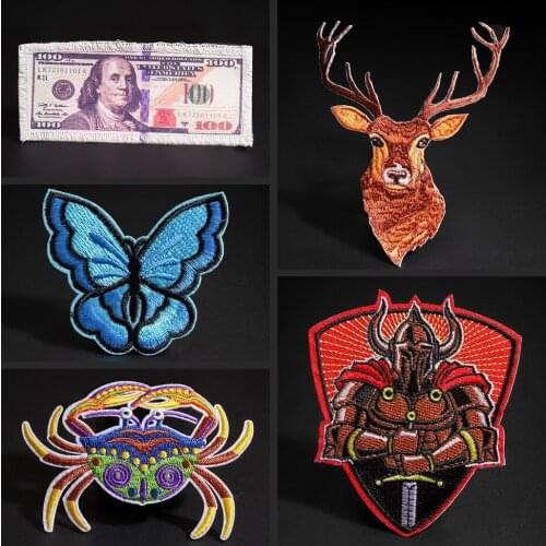 Cartoon Crab butterfly Animal Embroidery DIY Iron on Patches on Clothes children school bag pants decorate badge Stickers