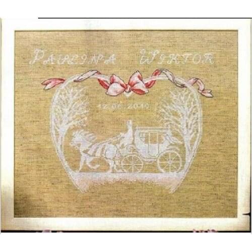 11/14/16/18/22/25/28ct FREE Shipping popular counted cross stitch kit wedding anniversary horse carriage
