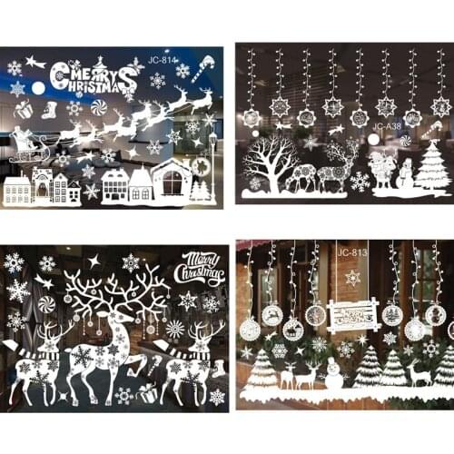 New Year 2022 Window Glass PVC Wall Sticker Christmas DIY Snow Town Wall Stickers Home Decal Xmas Decoration for Home Supplies