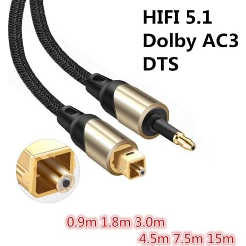 Toslink to Mini Toslink Cable 3.5mm Digital Sound SPDIF Optical Cable 3.5 to Optical Audio Cable Adapter 0.9m 1.8m 3m 4.5m 7.5m