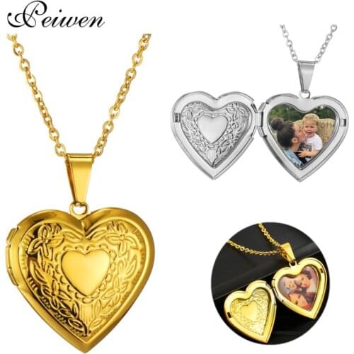 Personalized Heart Locket Pendant Necklace Private Custom Photo Necklaces Stainless Steel Frame Family Picture Openable Necklace