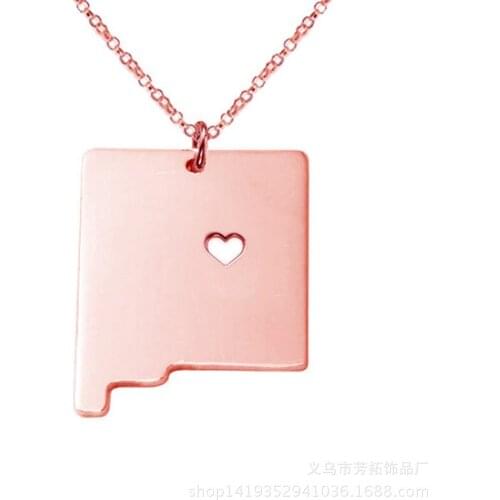 New Mexico necklace pendant stainless steel necklace popular in Europe and America map of the USA