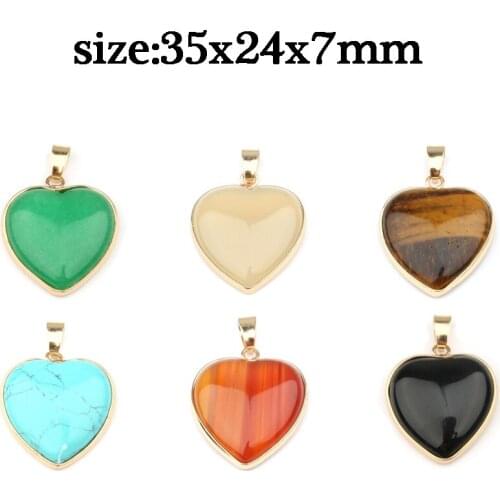 2020 Natural Stone Pendant Heart Shape Rose Qurtazd Charms Making for Jewelry necklace accessories Gift for women size 35x24x7mm