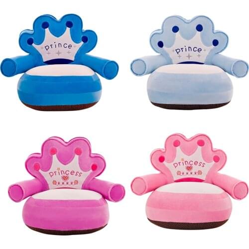 Only Cover No Filling Baby Bean Bag Cartoon Crown Seat Sofa Baby Chair Toddler Nest Puff Seat Bean Bag Plush Children Seat Cover