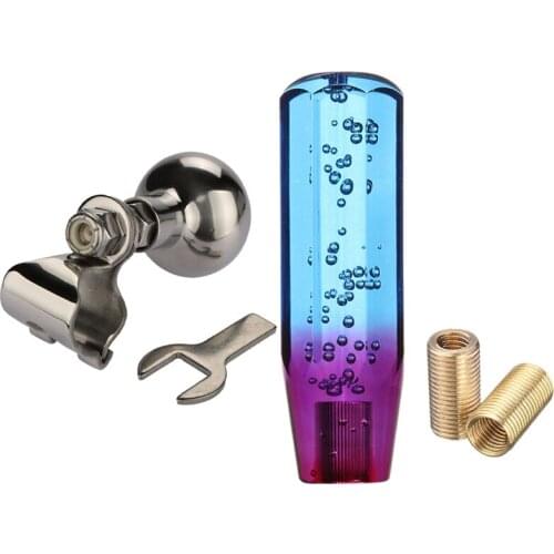 Universal Stainless Steel Steering Wheel Spinner & 15 cm Octagonal Flat Head Crystal Shift Head with Crystal Bubble