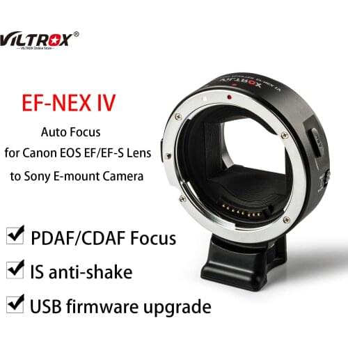Viltrox EF-NEX IV Auto Focus Lens Mount Adapter ring Full Frame for Canon EOS EF/EF-S Lens for Sony E-mount Camera A9 AII7 A6500