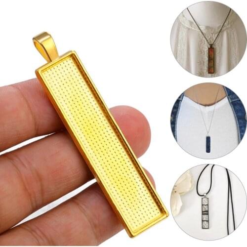 1pc Rectangular cabochons Pendant Base Tray Cameo/Glass/Cabochon Frame bezel Settings For DIY Making Accessories