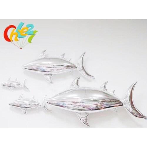 1pcs New arrival Silver Shark Foil balloons Birthday Wedding party decoration supplies Marine fish animals ballons Kids toys