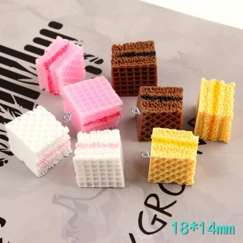 10pcs 18*14mm DIY resin square cookie charms kawaii cabochon ornament trinket boutique bijoux craft decoration jewelry making