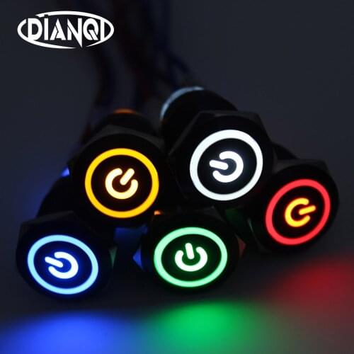 19mm Metal Alumina black press button reset PushButton Switch with Led Power indicator lamp flat button momentary 19HXDY.F.BK