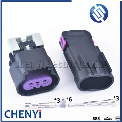 2 Sets Delphi 3 Pin Female male Auto Waterproof Cable Wiring Harness Connector Socket Electric Oil Pump Plug 15326808 for GT 150