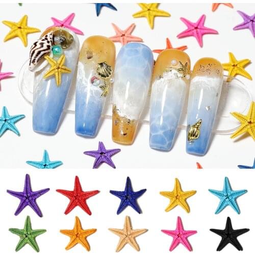 10pcs/box Summer Marine Style Nail Accessories New Starfish Nail Art Decoration DIY Tips Manicure Jewelry 11*11mm Nail Supplies