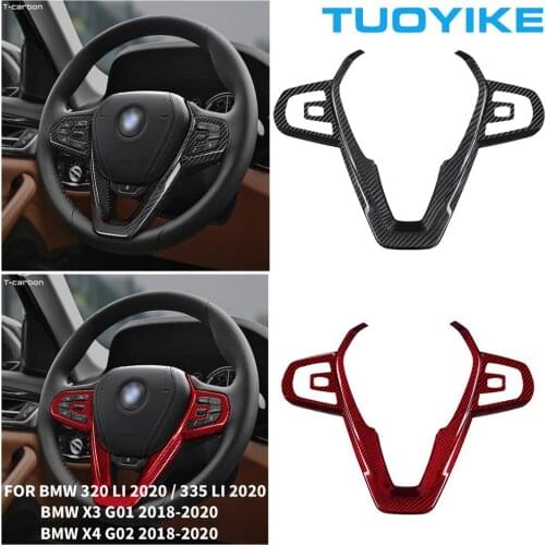 Car Styling Real Carbon Fiber Steering Wheel Trim Cover Decorative Sticker For BMW 3-Series 320Li 335Li X3 G01 X4 G02 2018-2020