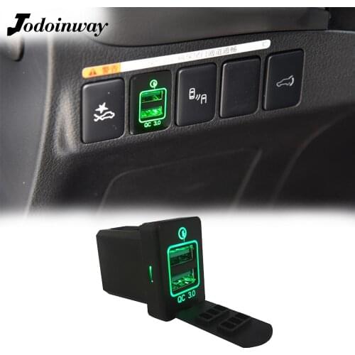 Quick 3.0 Charging Socket Switch Green LED Dual USB Charger For Toyota Camry Prado Corolla RAV4 Yaris Highlander Vios Reiz