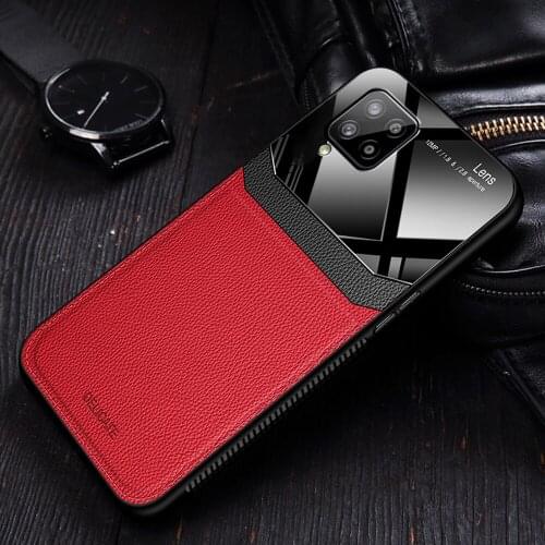 Case for Galaxy A42 5G SM-A425F Shockproof Premium PU Leather Lens Glass Hard Case for Samsung Galaxy A42 5G