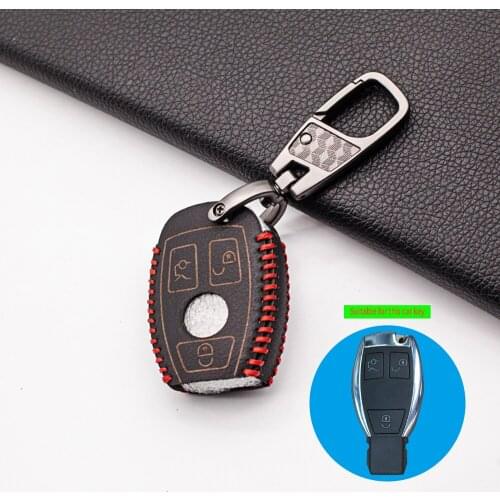 Stylish 100% Leather Car Key Cover For Mercedes-Benz W203 W210 W211 Amg W204 C E S Cls Clk Cla Slk Classe 3 Buttons Smart Case