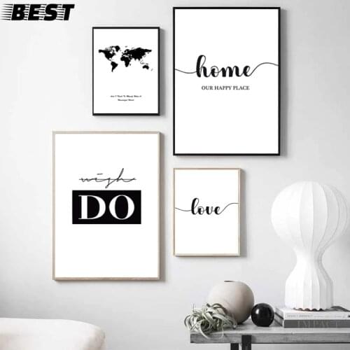 Black White Motto Quote Canvas Painting Love Home Nordic Posters And Prints Minimalist Art Wall Pictures For Living Room