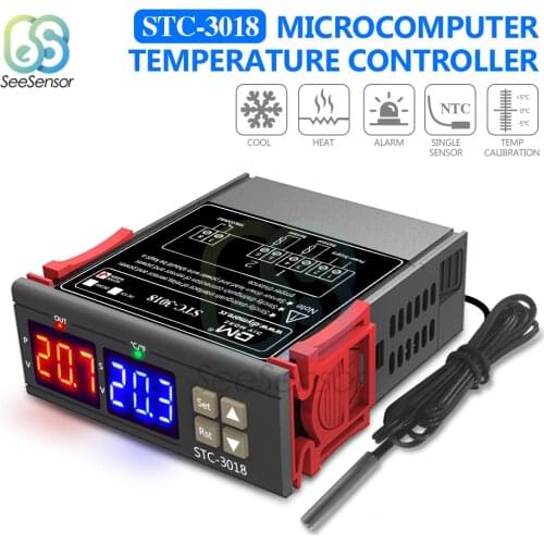 STC-3018 LED Digital Temperature Controller Dual Display Thermostat for Incubator Heating Cooling Regulator 12V 24V 220V