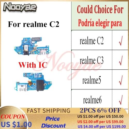 For Realme C2 C3 5 5i 6 6i 5 pro Micro USB Charger Dock Charging Port Connector Flex Cable Mic Microphone Board Tracking