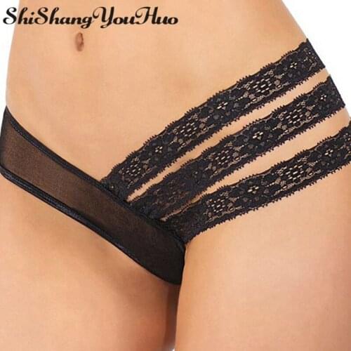 Shishangyouhuo Exotic Womens Sexy Panties Lace Mesh See through Briefs Lingerie Sexual Underwear Big Plus Size 3XL Panty P50491